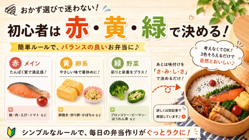 弁当のおかずに迷わない｜初心者は「赤・黄・緑」で決める簡単ルール