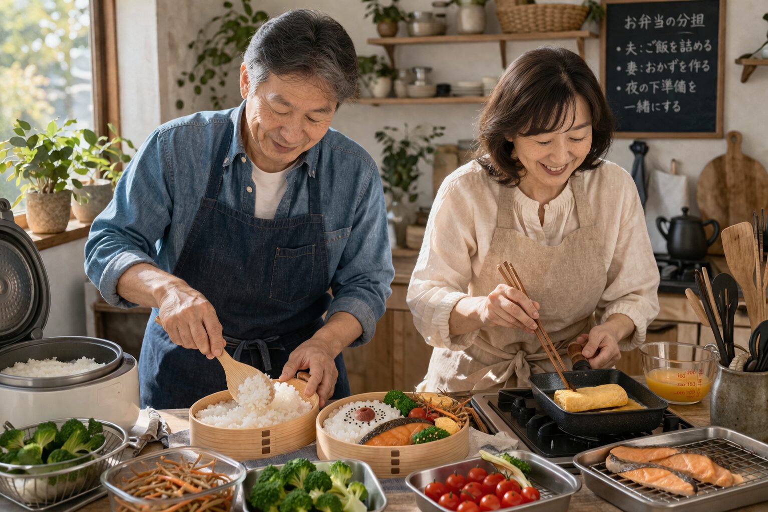 お弁当づくりの温かなひととき