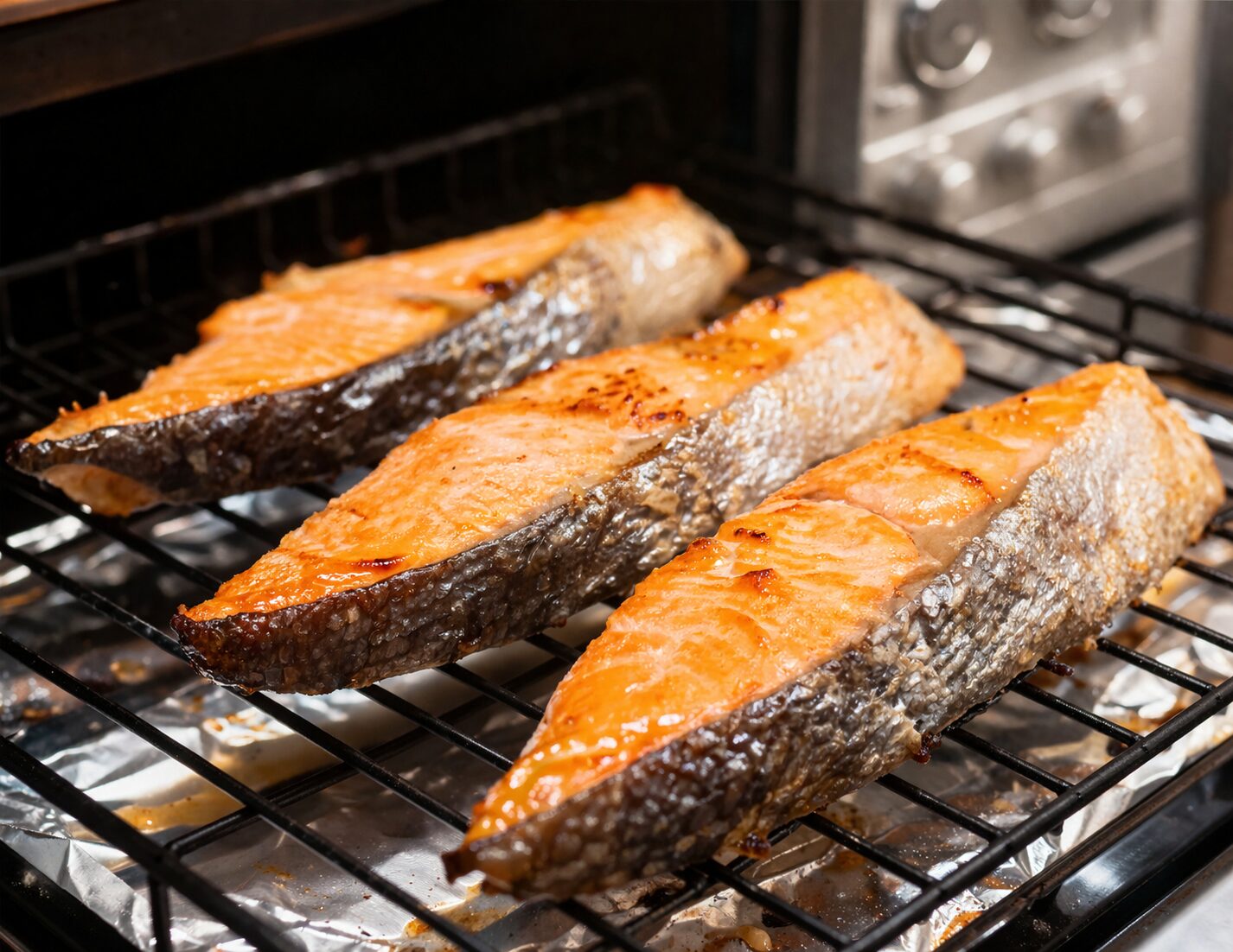 グリルされたサーモンのアップショット