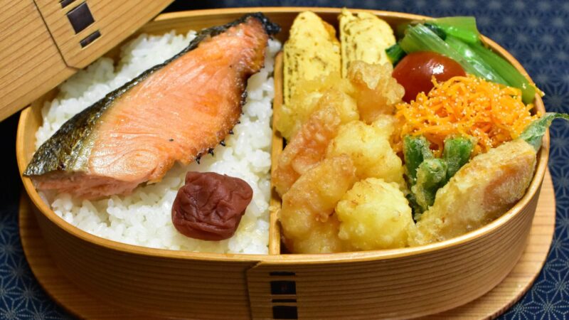 エビと野菜の天ぷら弁当｜1501回目の曲げわっぱ弁当日記 